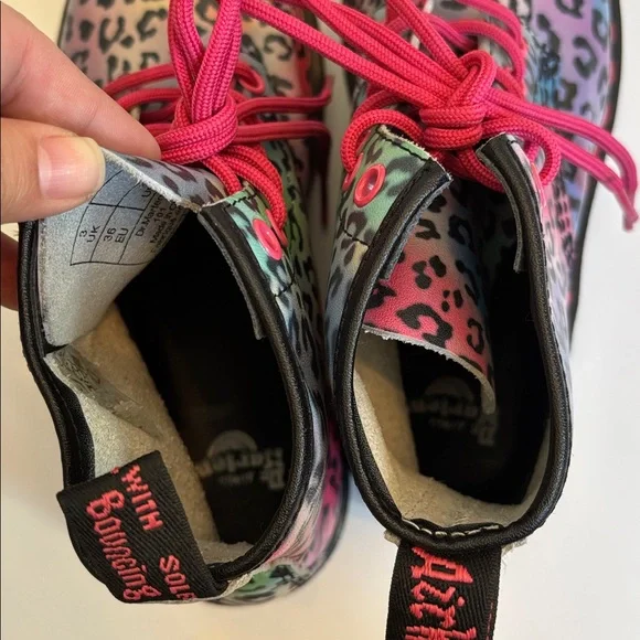 Dr. Martens Leopard Print Boots with Pink Laces - Picture 6 of 8